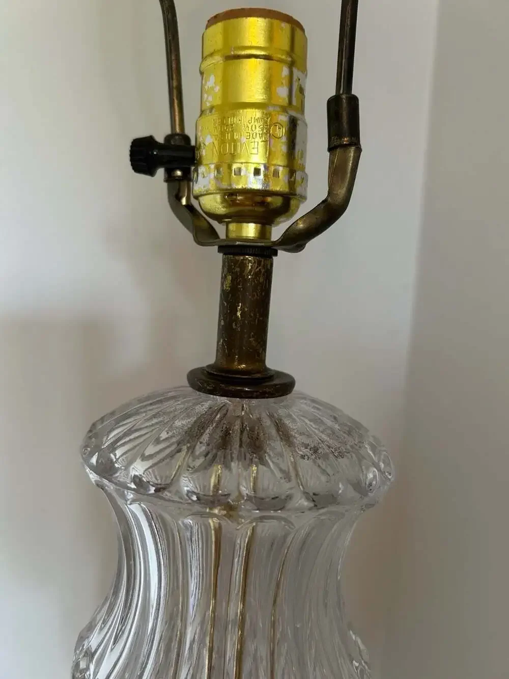Vintage Cut Crystal Pineapple Design Table Lamp with Brass Base